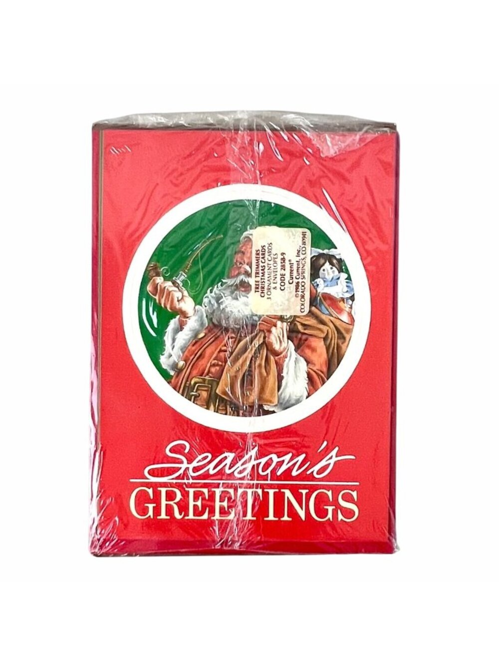 Vintage Current 1986 Tree Trimmers Sealed Pack Of 3 Christmas Cards Santa